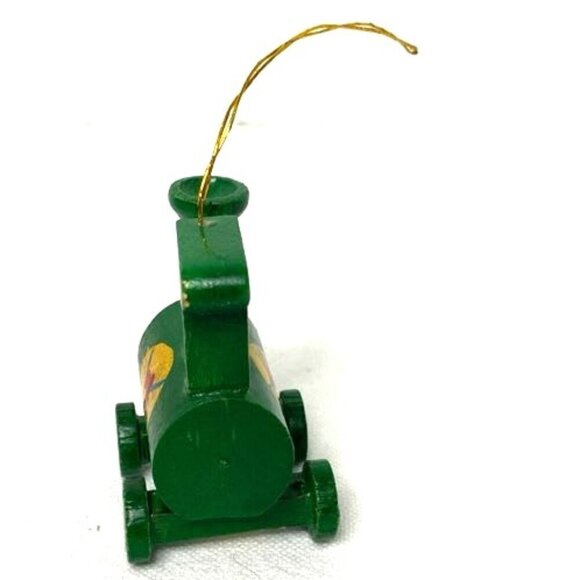 Vintage Wooden Mini Train Christmas Tree Ornament Taiwan - Picture 2 of 5